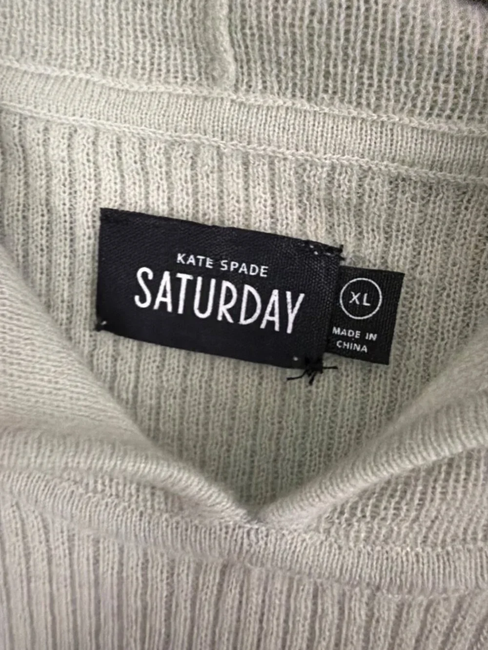 Vintage Kate Spade Saturday Wool Cashmere Ribbed Hooded Sweater Size XL